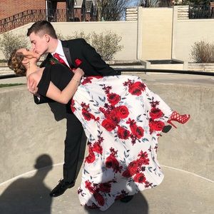 Prom dress and high heel shoes